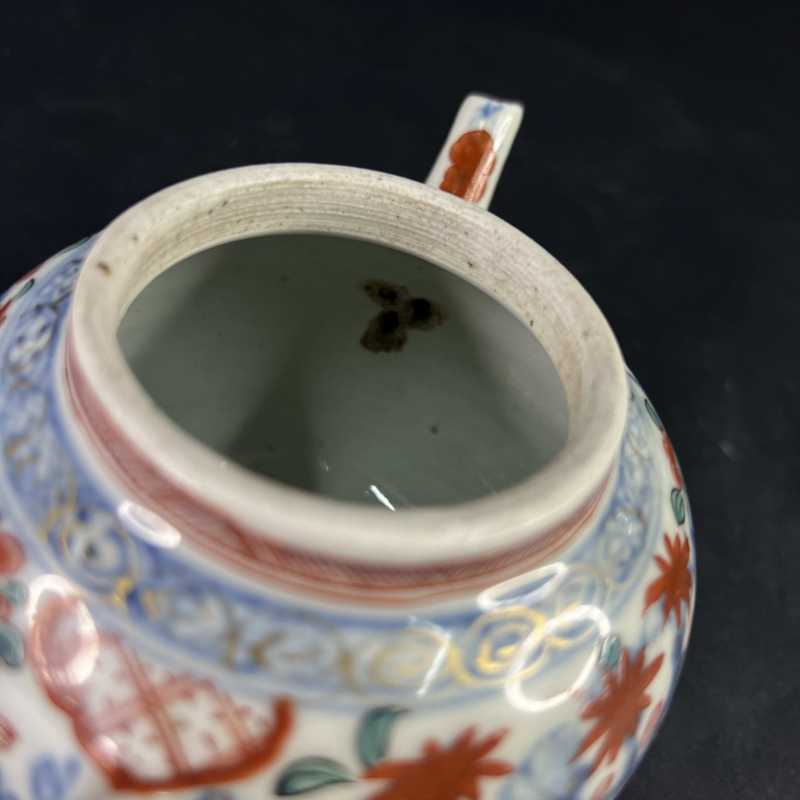 清康熙 青花五彩花卉纹壶 - 图7