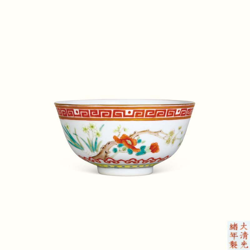 清光绪 粉彩花卉纹碗