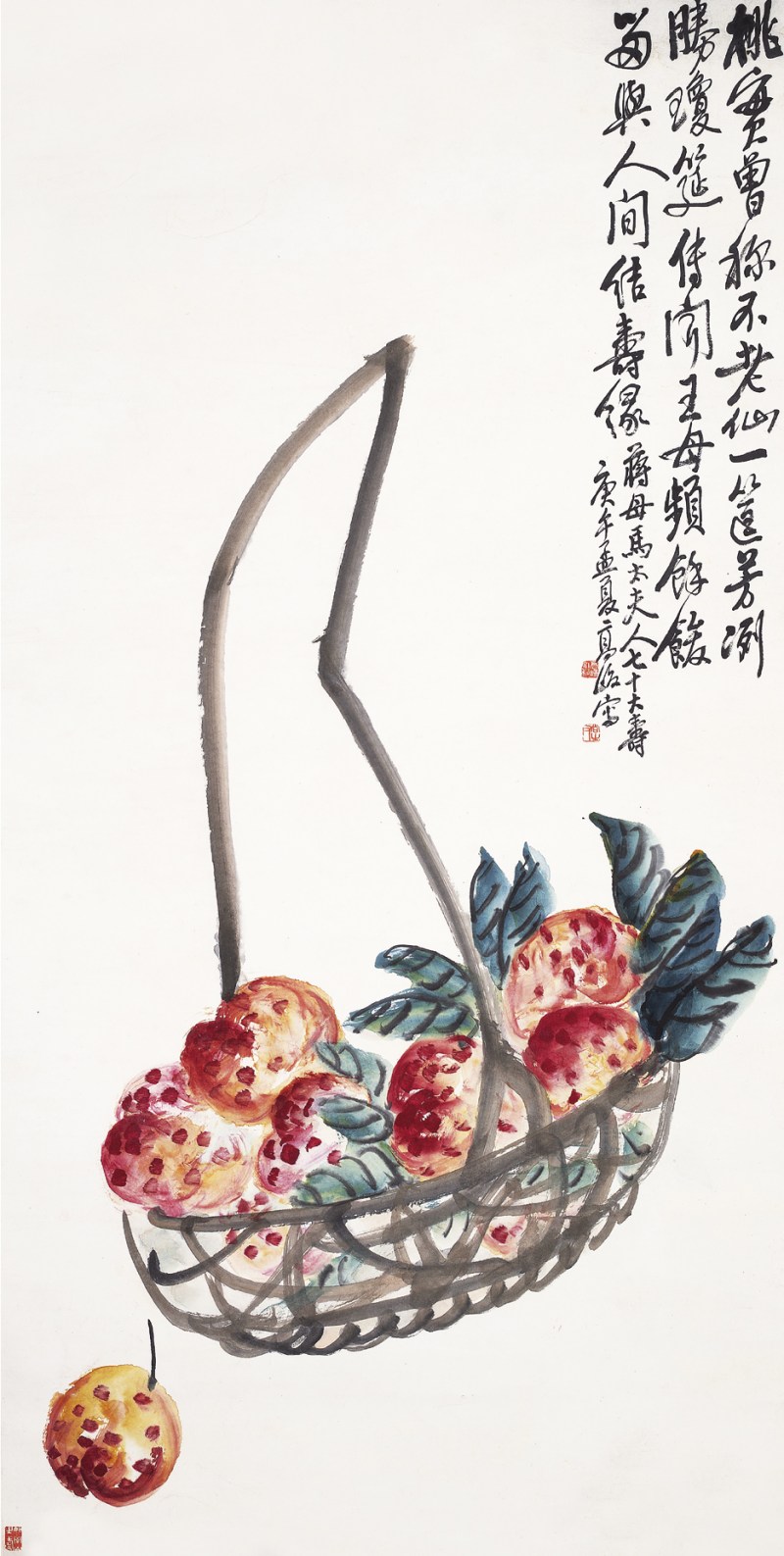 高俊  寿桃立轴