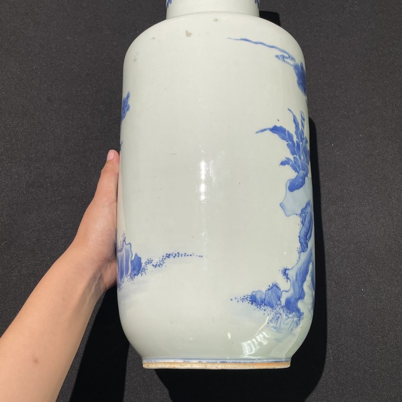 清晚期 青花庞统献连环计棒槌瓶 - 图8