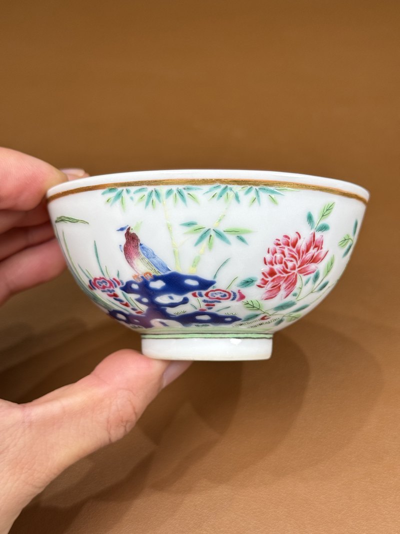清光绪 粉彩加料彩花鸟纹小碗 - 图8