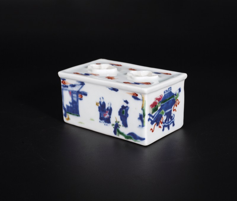 青花加彩进士及第文房器