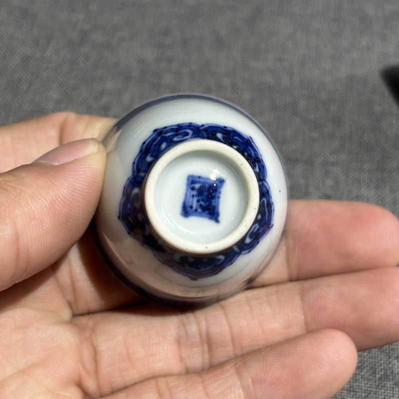 清中期青花鸡心杯一组5只 - 图11