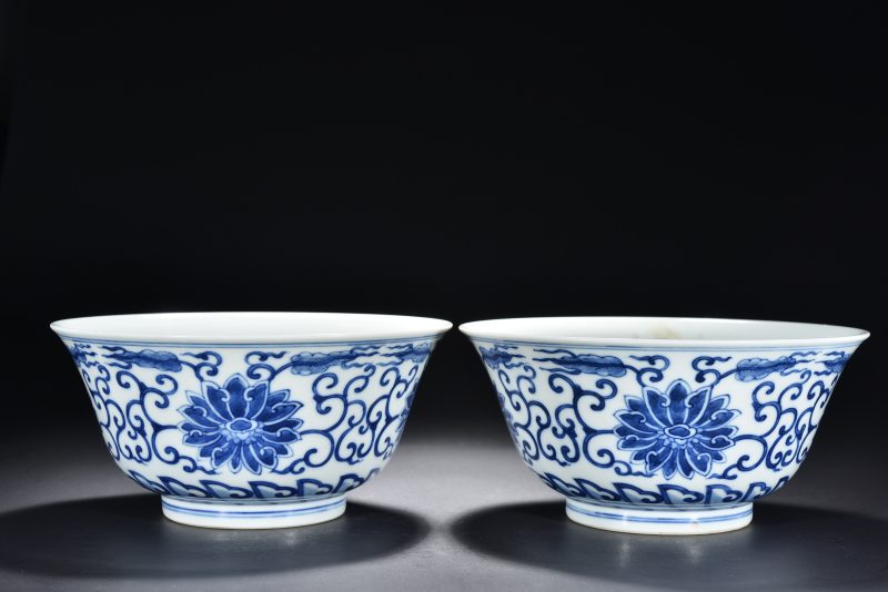 清 青花缠枝莲纹碗（2件） - 图8