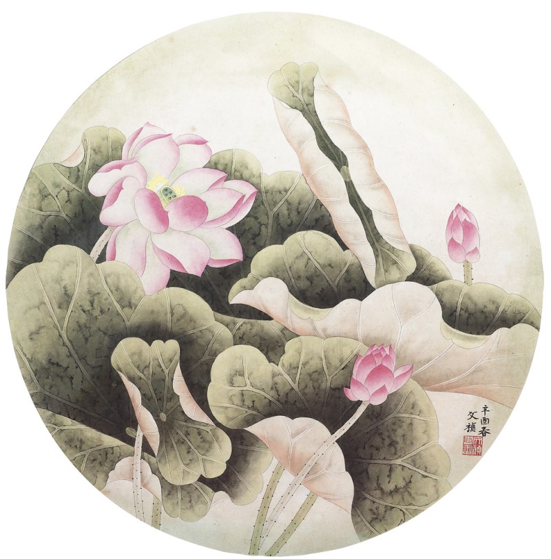 龚文桢  荷花镜心带框