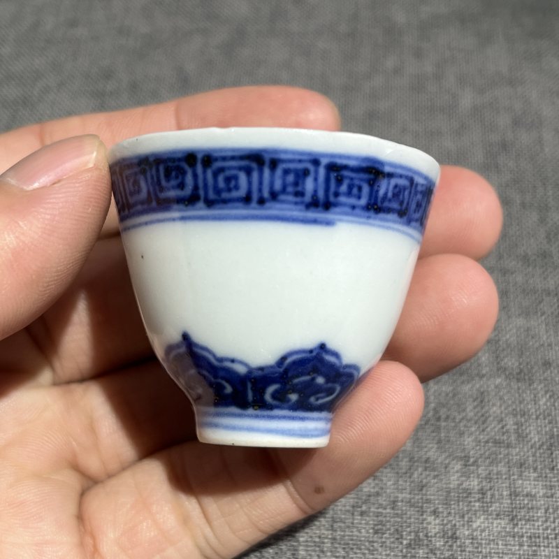 清中期青花鸡心杯一组5只 - 图12