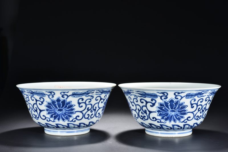 清 青花缠枝莲纹碗（2件） - 图9