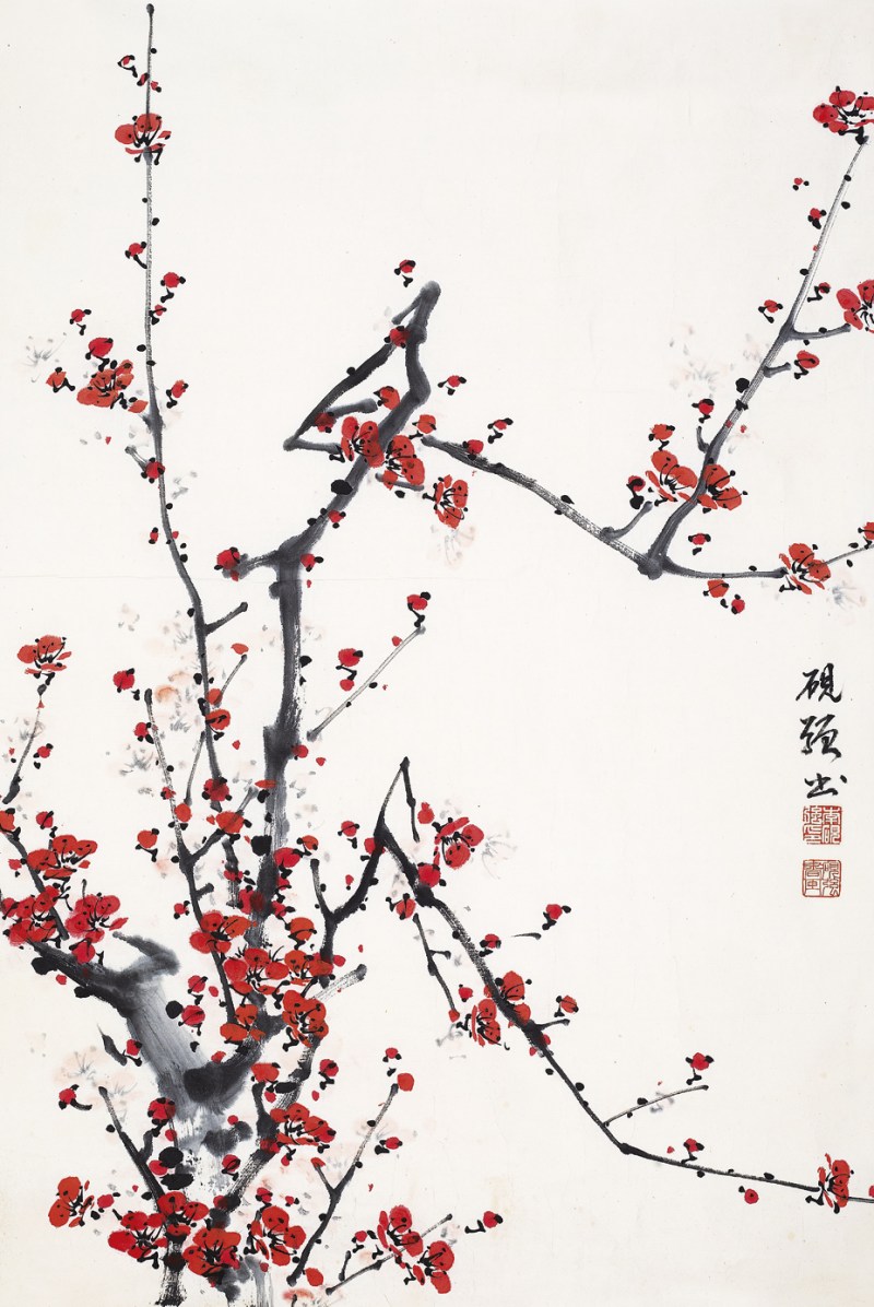 李砚强  红梅图镜心