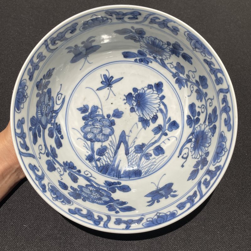 清康熙 外紫金釉内青花花蝶纹碗 - 图6