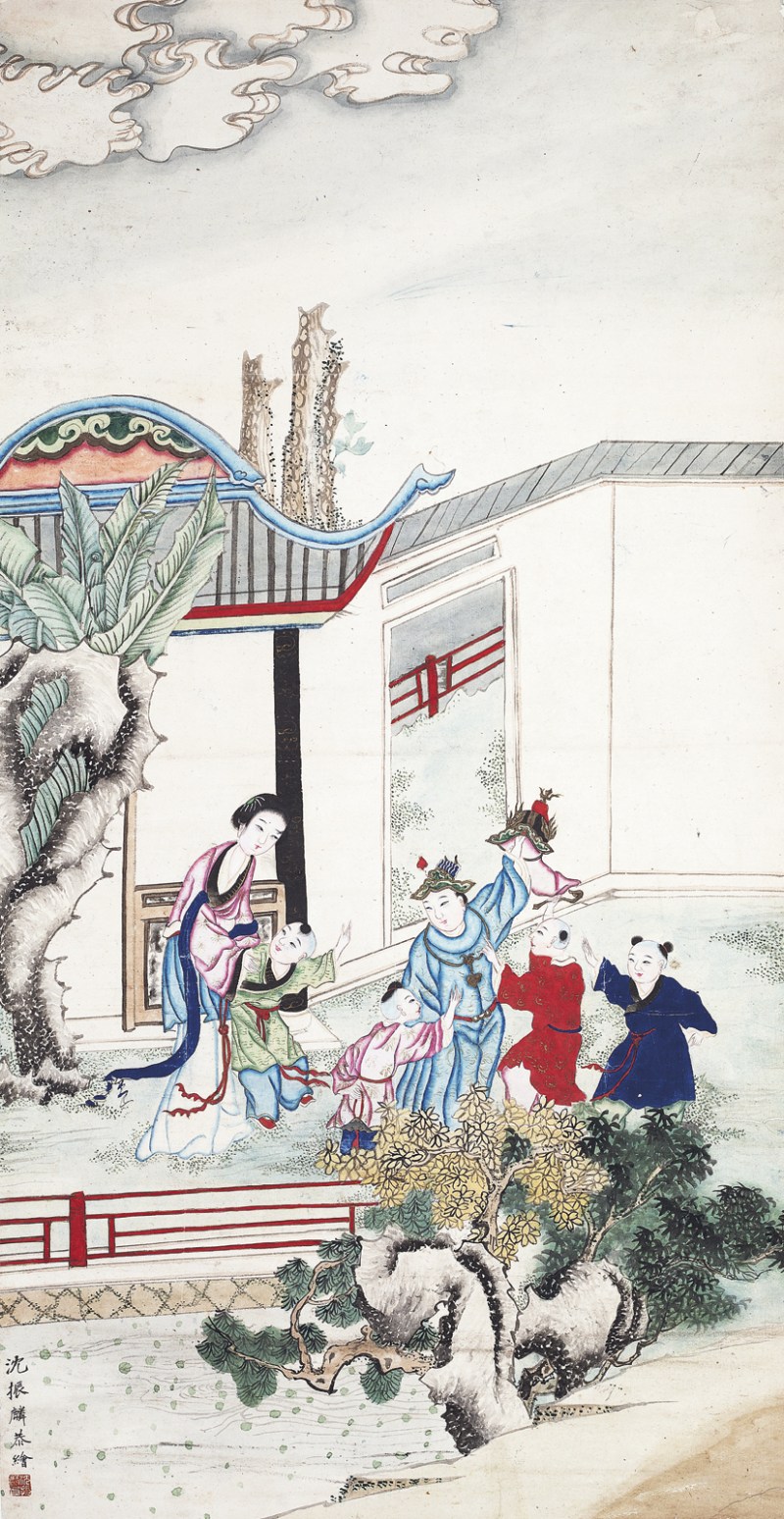 沈振麟  人物立轴