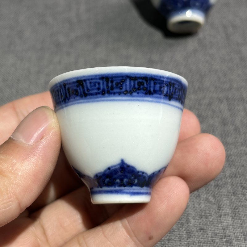 清中期青花鸡心杯一组5只 - 图15