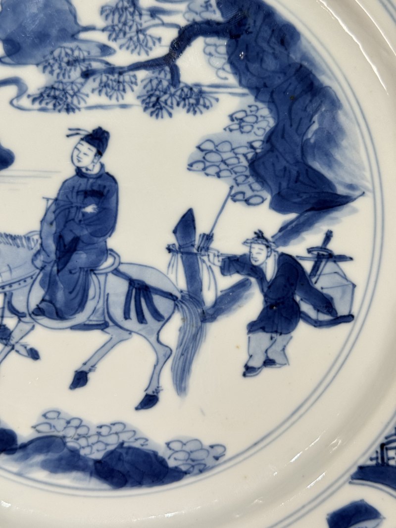清康熙 青花人物故事图盘一对 - 图10