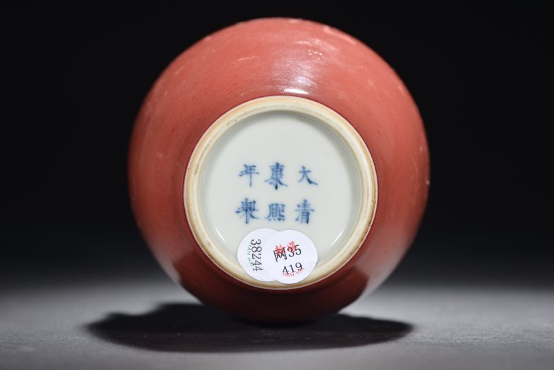 清 豇豆红螭龙纹瓶 - 图11