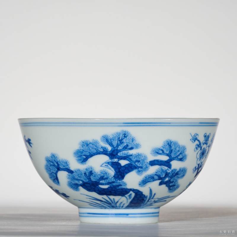 清光绪 青花岁寒三友纹碗 - 图3