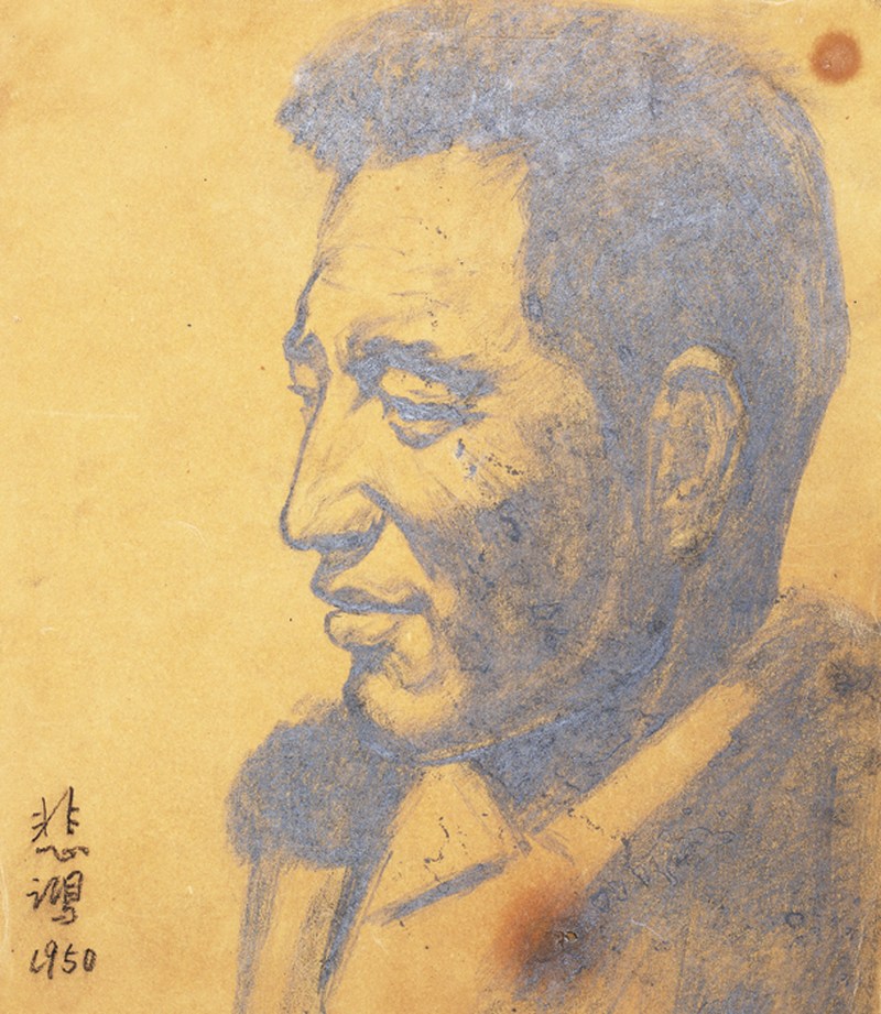 徐悲鸿  人物素描镜心