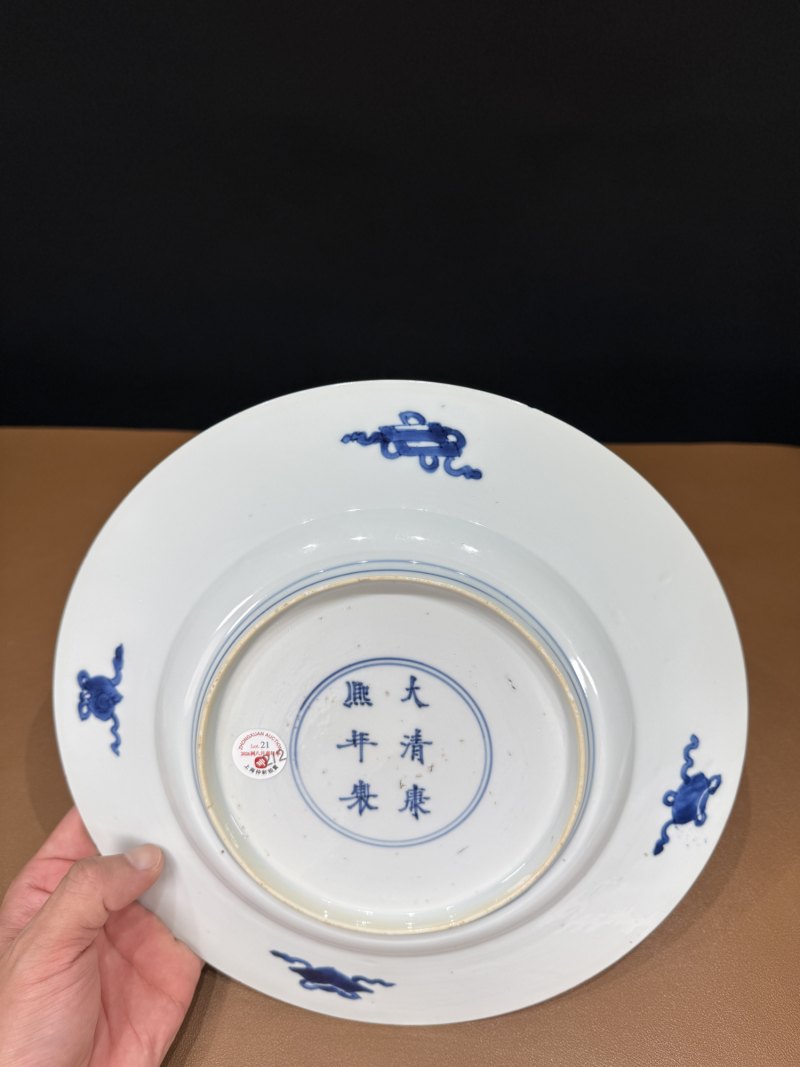 清康熙 青花人物故事图盘一对 - 图11