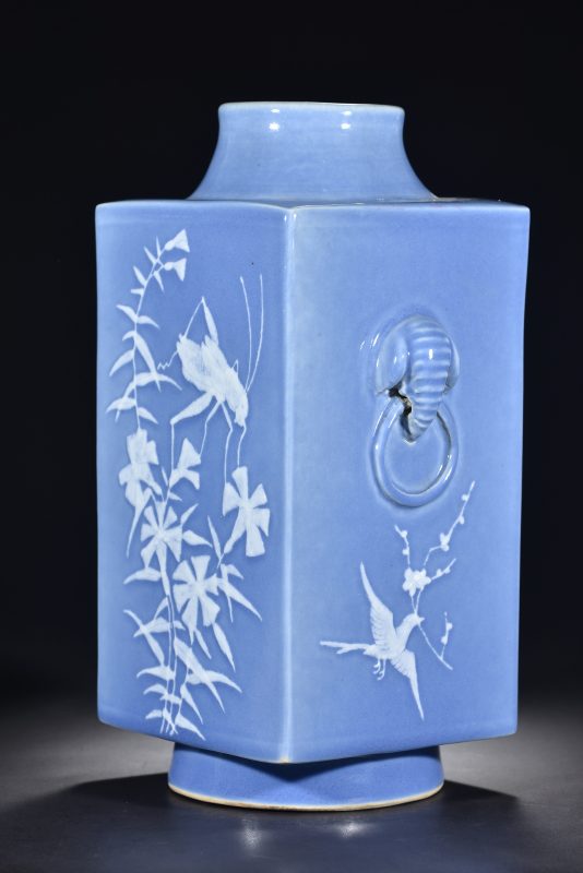 明 清 墨地绿彩灵仙祝寿图盘 - 图3