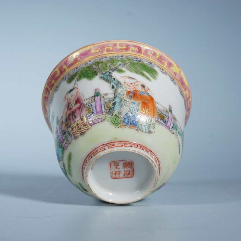 民国粉彩婴戏纹杯 - 图3