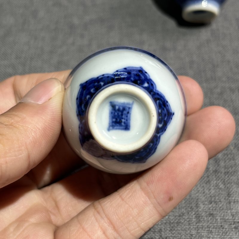 清中期青花鸡心杯一组5只 - 图17