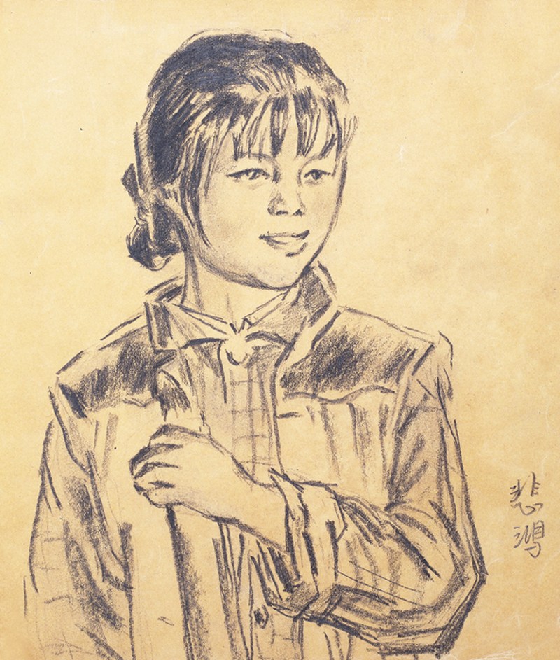 徐悲鸿  人物素描镜心