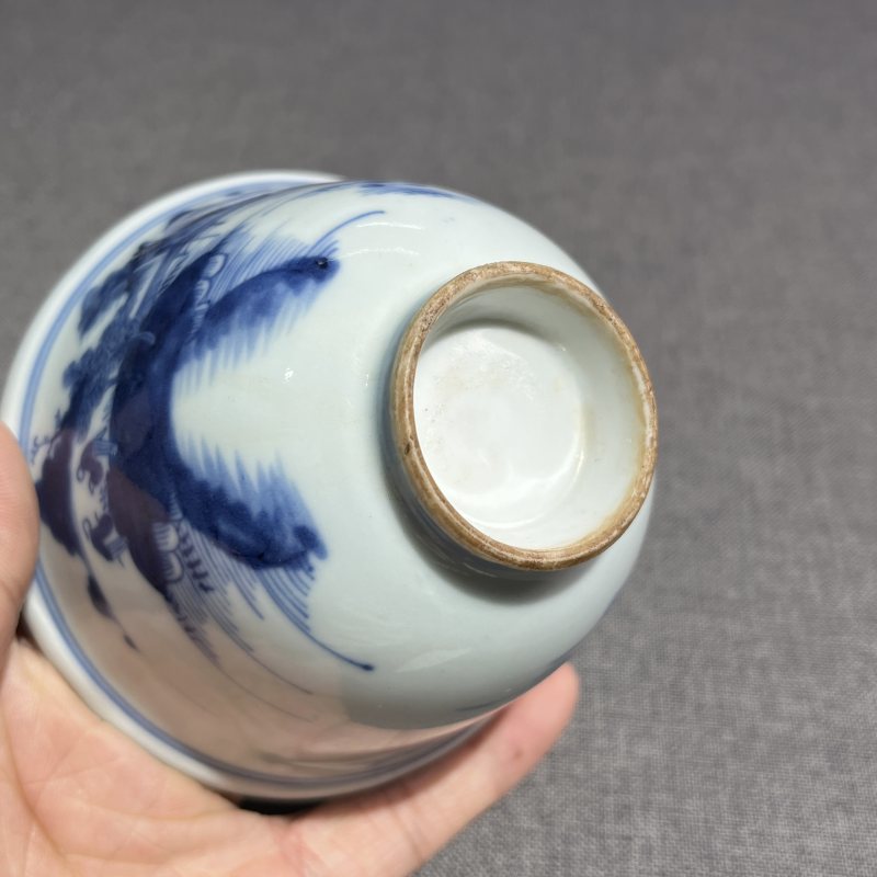 清乾隆青花山水纹盖碗 - 图14