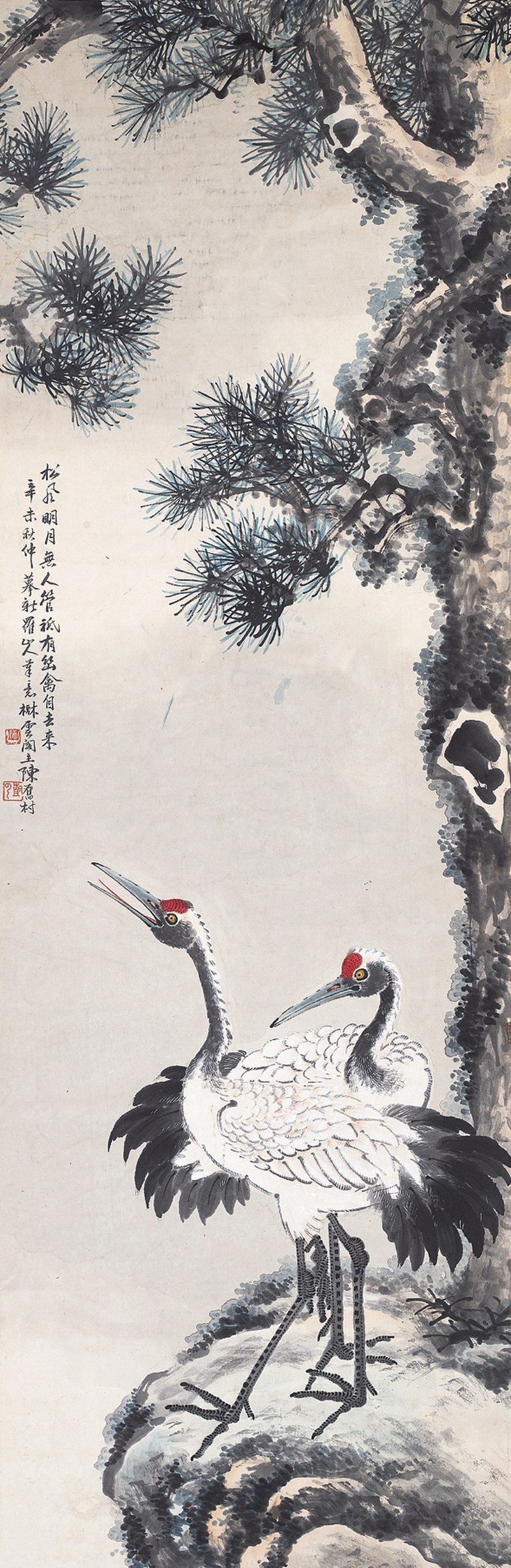 陈旧村  松鹤立轴
