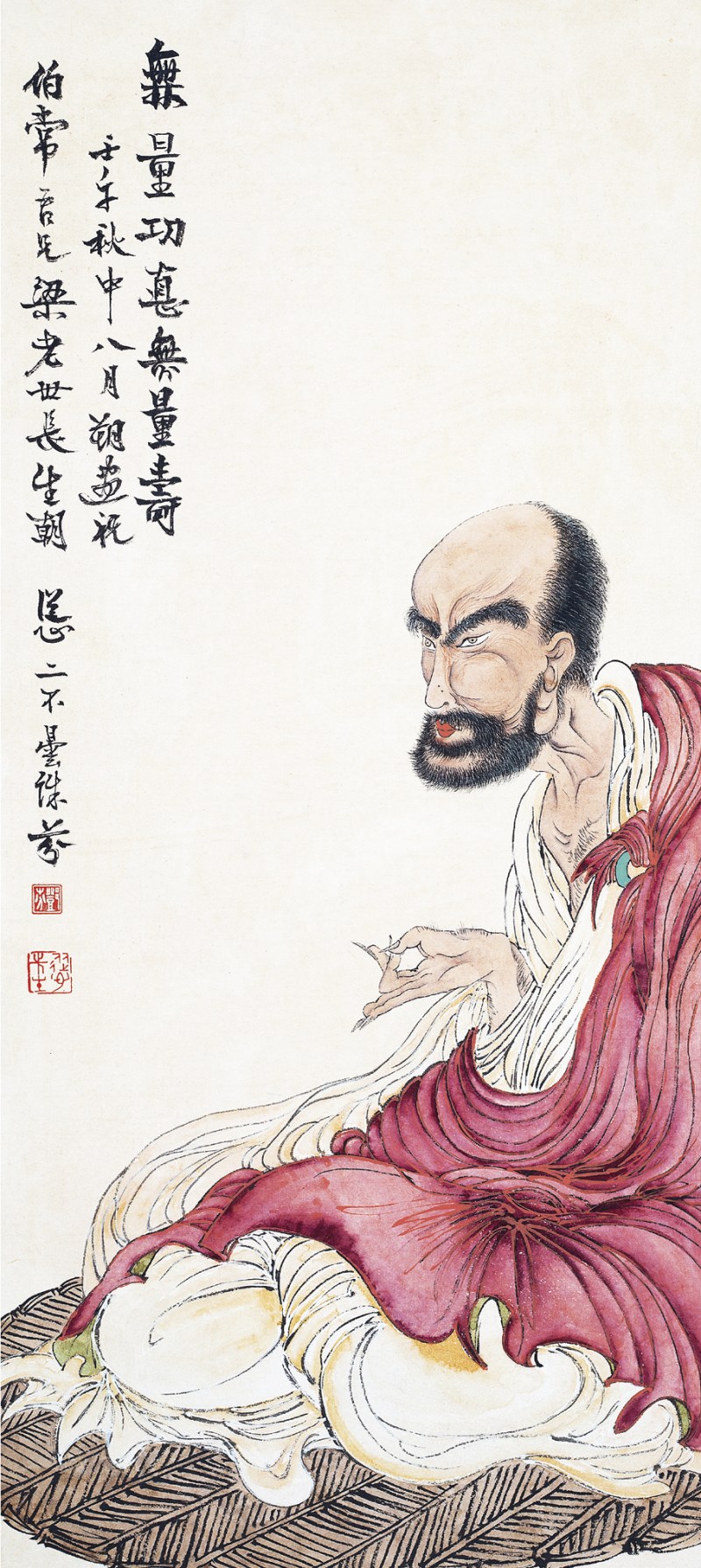 邓芬  罗汉立轴