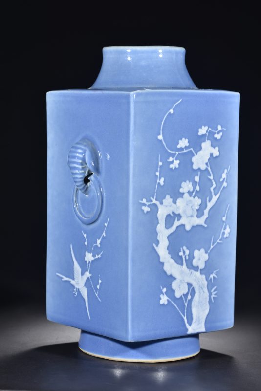 明 清 墨地绿彩灵仙祝寿图盘 - 图4