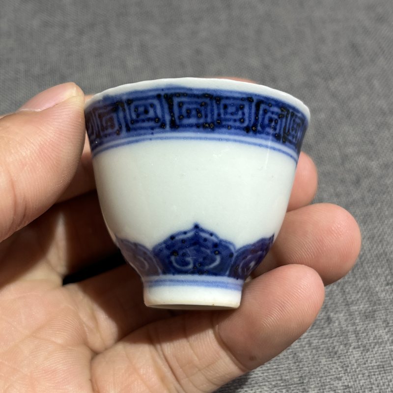 清中期青花鸡心杯一组5只 - 图18