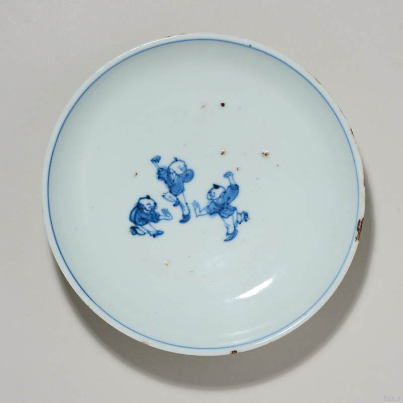明天启 青花婴戏盘