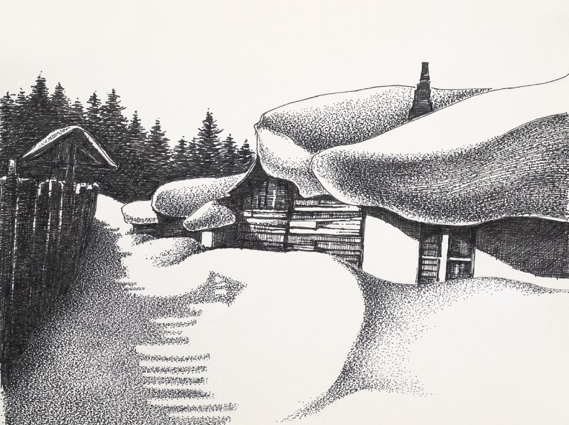 佚名  雪景速写本