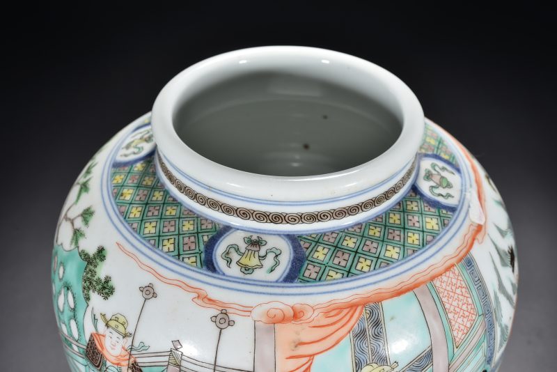 清 青花五彩瑞兽纹卷缸 - 图5