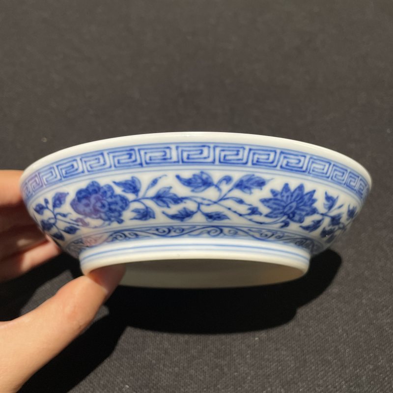 清道光 青花缠枝莲纹盘 - 图6