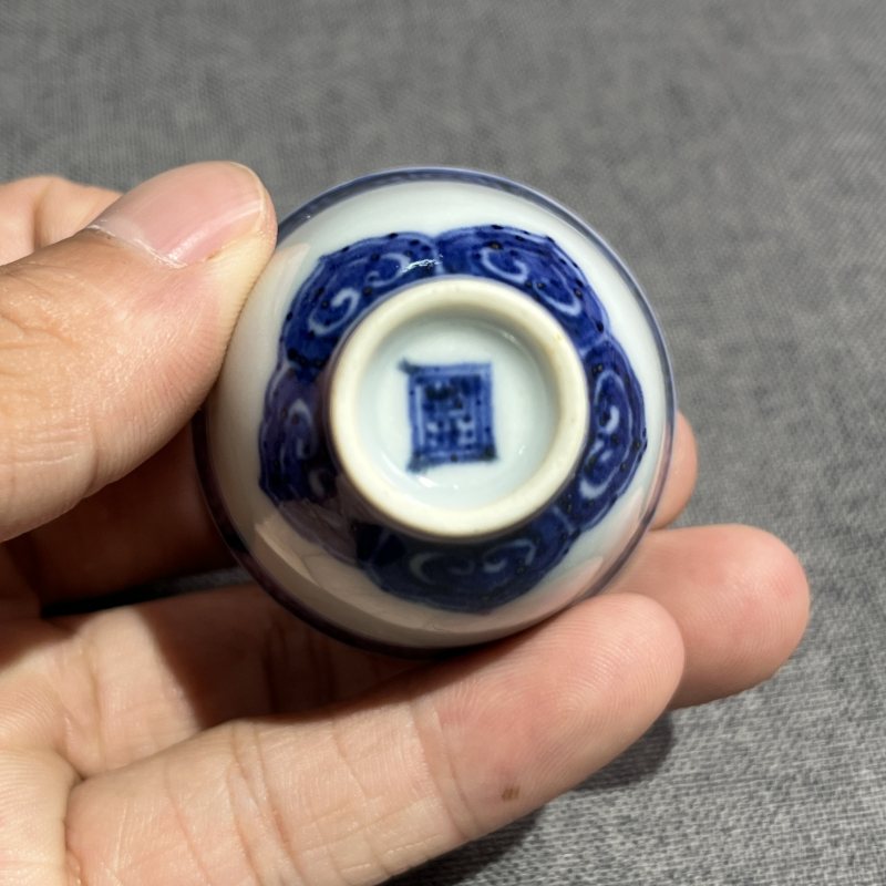 清中期青花鸡心杯一组5只 - 图20