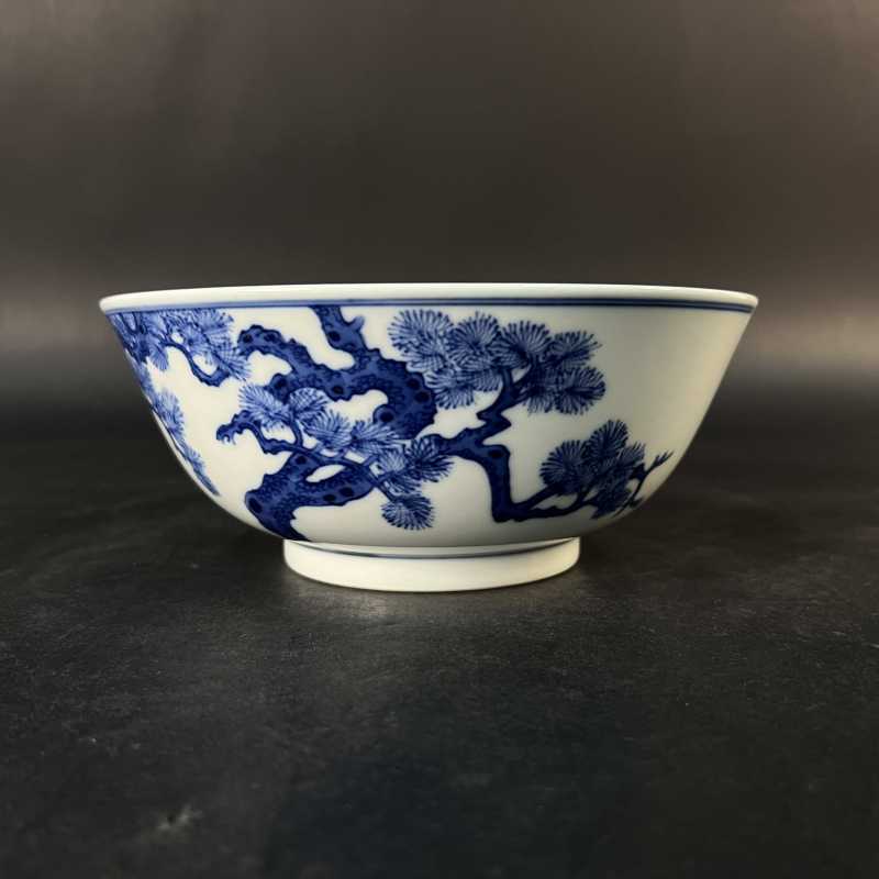 清光绪 青花松树纹大碗 - 图2