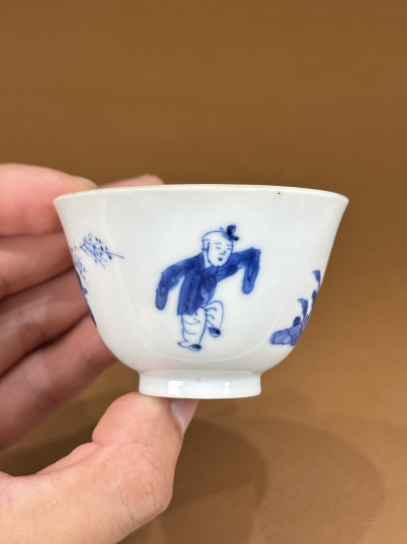 清康熙 青花人物仕女图杯 - 图10