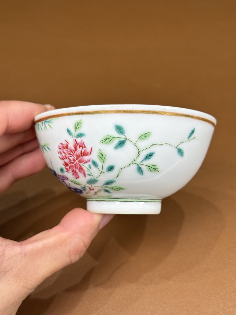 清光绪 粉彩加料彩花鸟纹小碗 - 图9