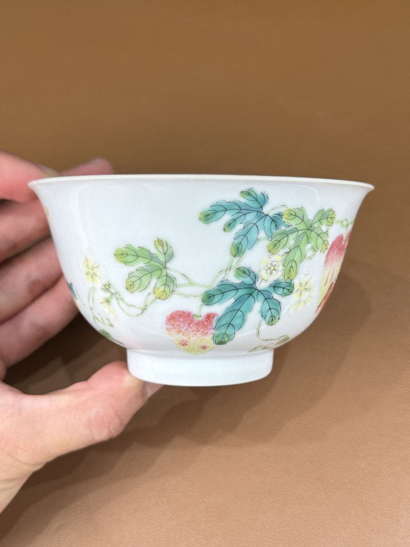 清嘉庆 粉彩过枝癞瓜纹碗 - 图10