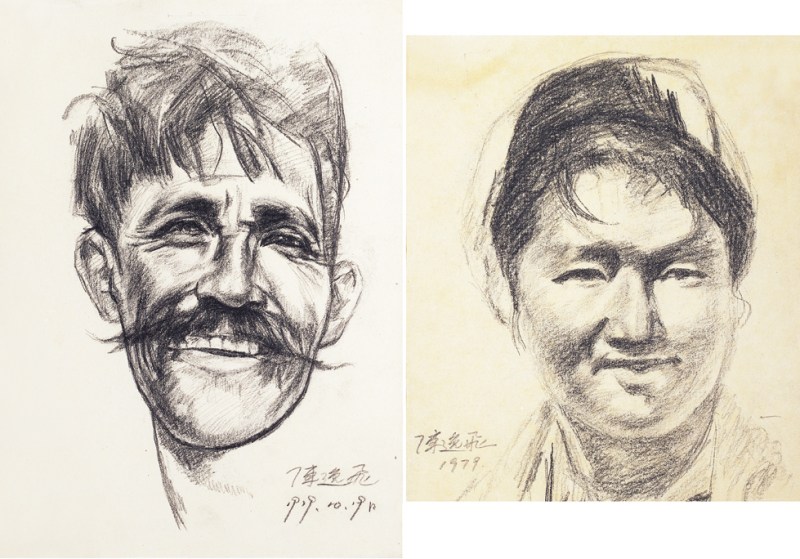 陈逸飞  人物素描镜心