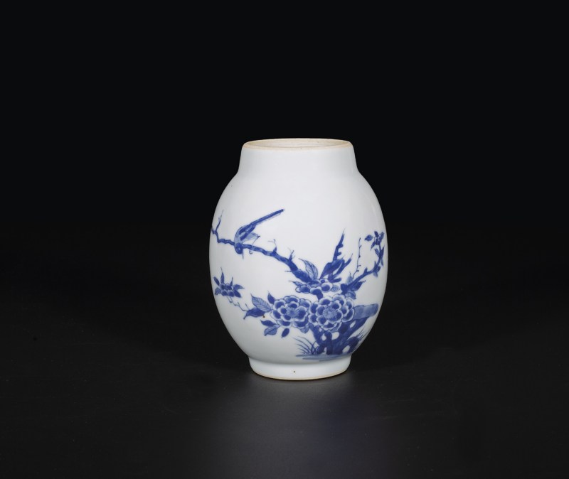 青花花鸟纹莲子罐
