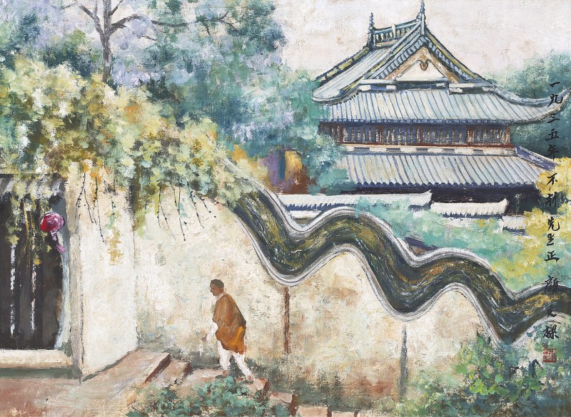 颜文樑  风景立轴