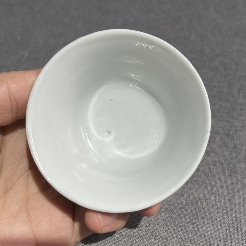 清中期青花白菜诗文杯 - 图8