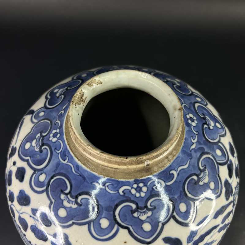 清道光 青花龙穿牡丹大罐 - 图5