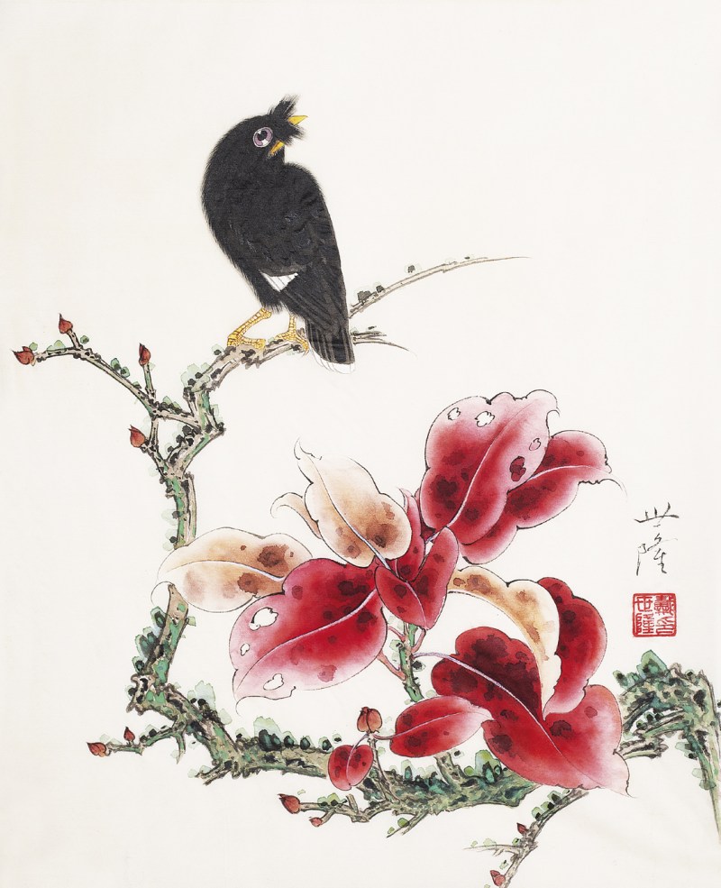戴世隆  工笔花鸟镜心