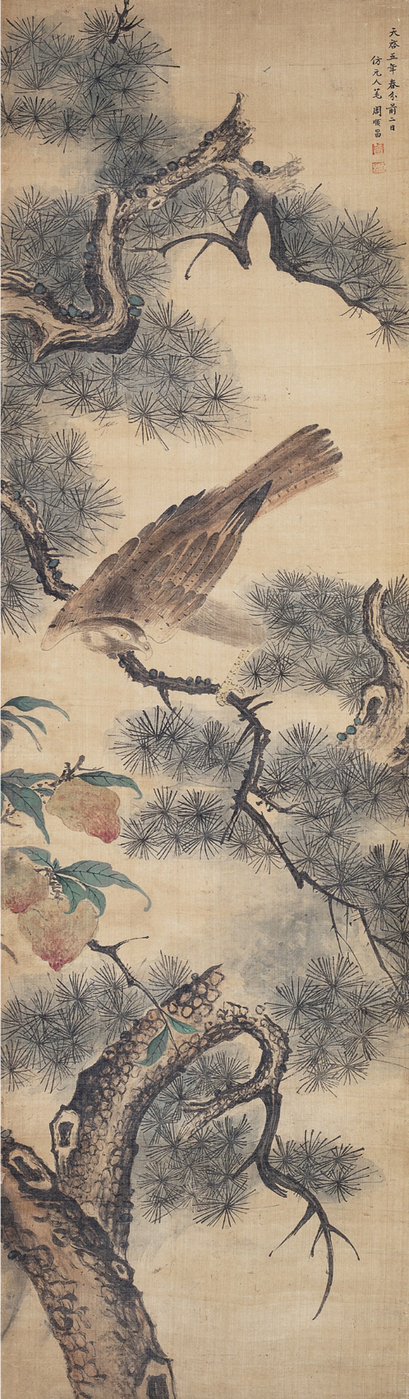 周顺昌  松鹰立轴