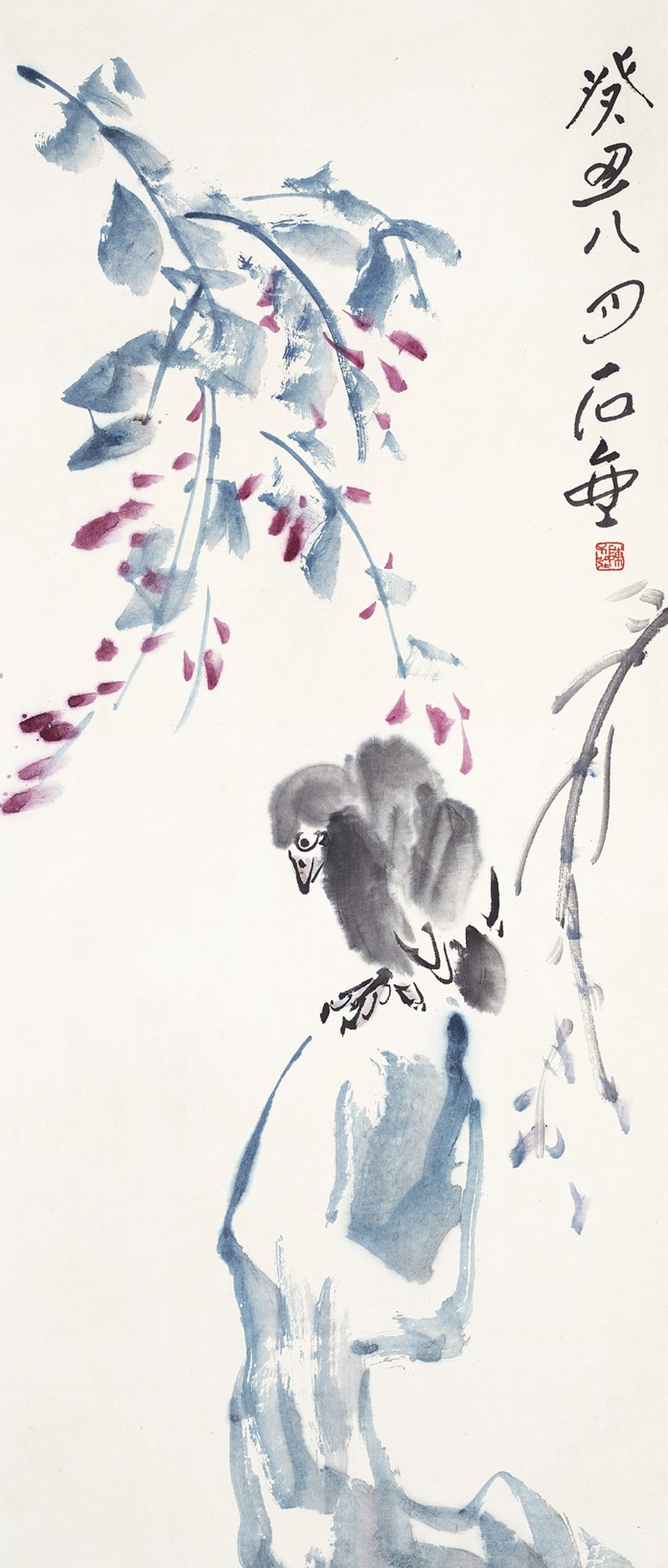 陈子庄  花鸟立轴