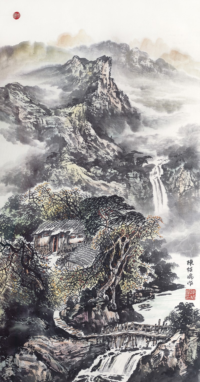 陈恒明  青绿山水镜心带框
