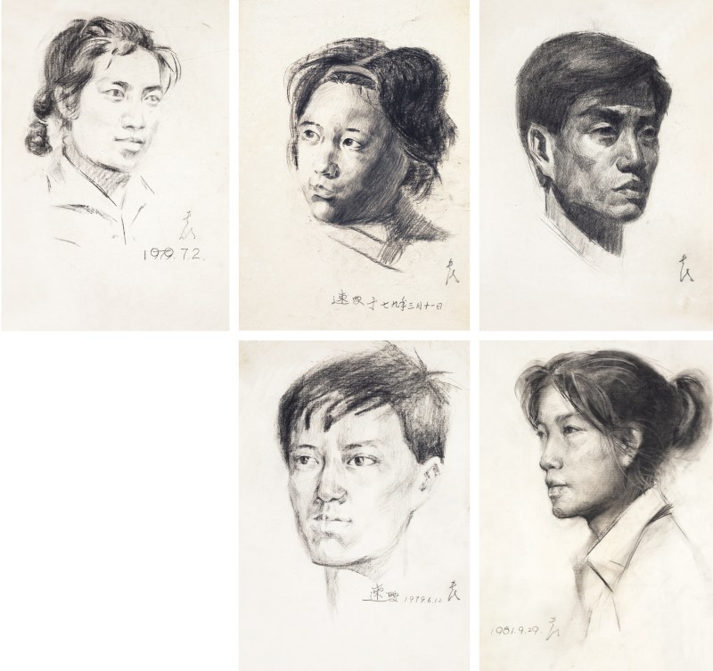 常书鸿  人物素描镜心