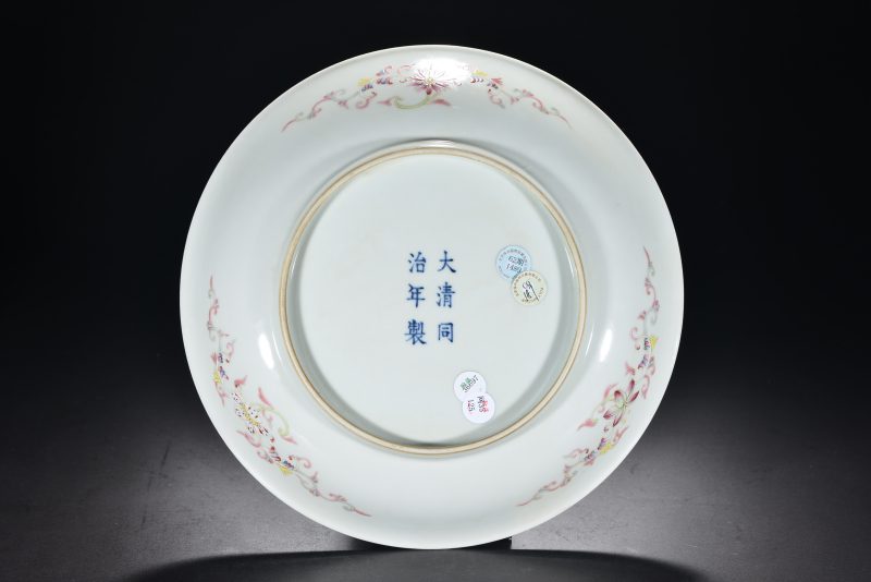 清 粉彩佛花献寿纹盘 - 图4