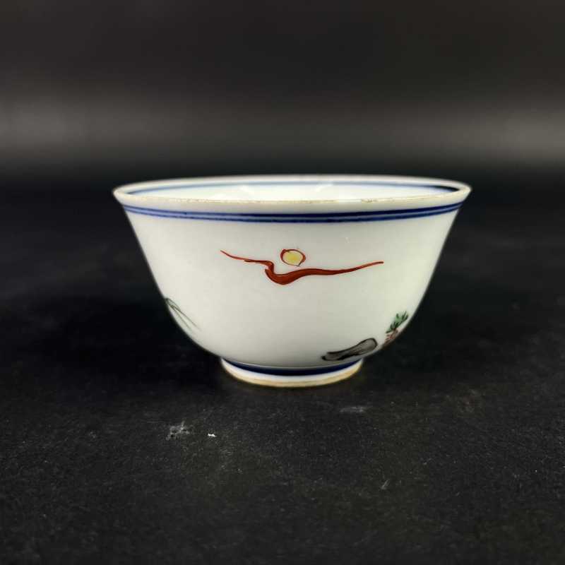 清 五彩洞石花卉纹杯 - 图2